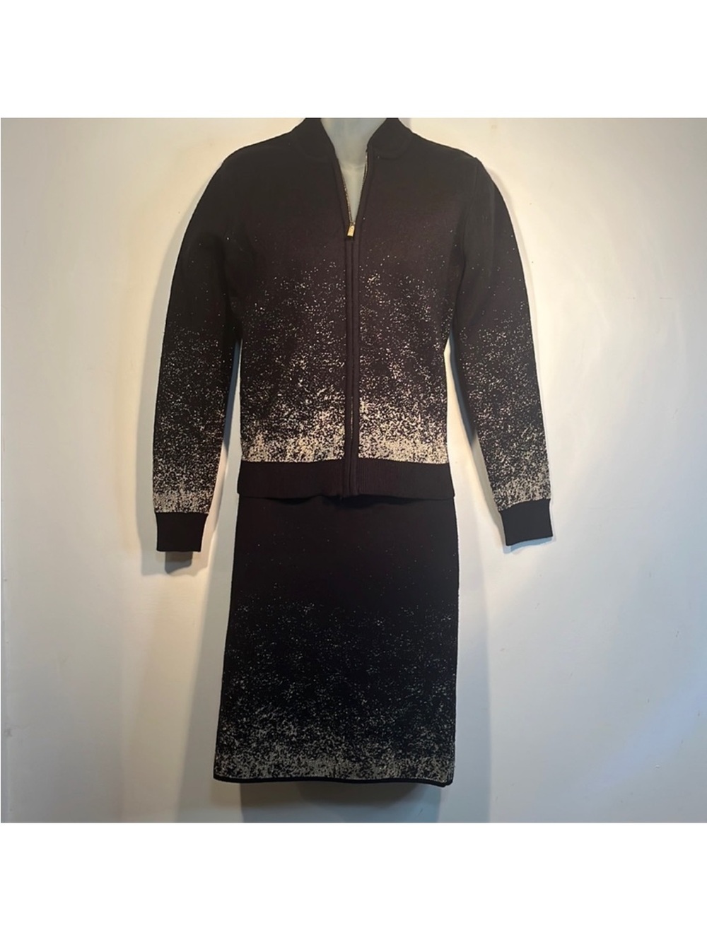 Calvin Klein Black and White Speckled Skirt Set